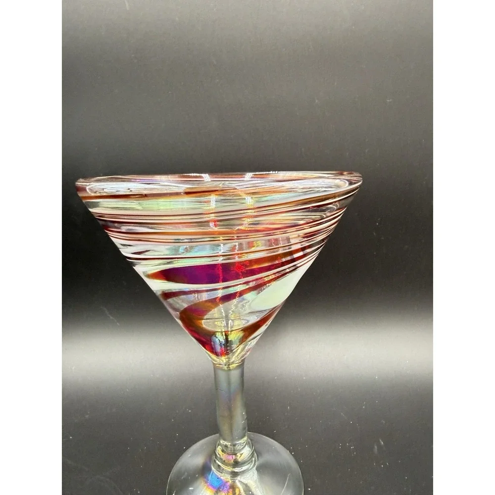 Hand Blown Pink White Orange Swirl Mexican Martini Glass – Recycled Art Glass